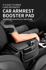 PU Leather Car Armrest Cushion with Side Pocket