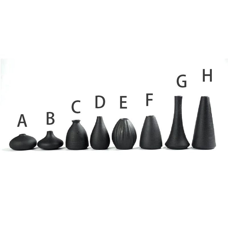 Small Black Ceramic Vase – Japanese Style Home Decor