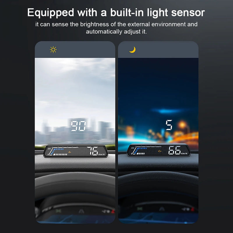 Multifunctional Car HUD – Speed, Voltage, Oil & Temp Display