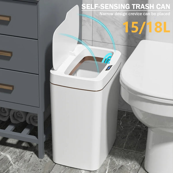 15/18L Smart Sensor Trash Can – Waterproof Auto Bin for Kitchen & Bathroom