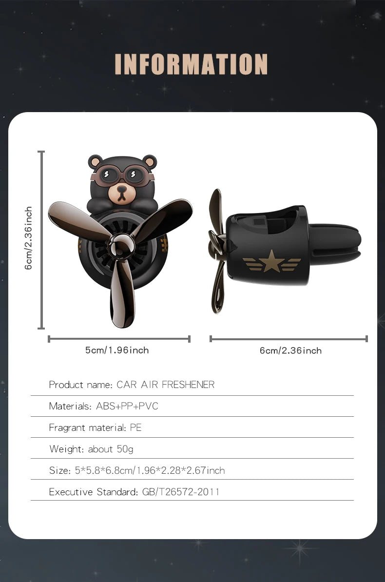 DIY Aroma Car Air Freshener – Cartoon Pilot Bear Vent Clip Ornament