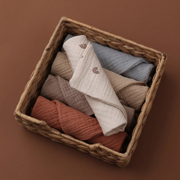 5PC Baby Muslin Towels – Soft Cotton Hand & Face Washcloths for Newborns