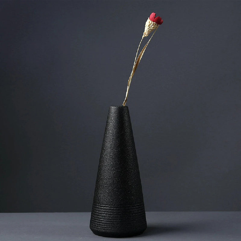 Small Black Ceramic Vase – Japanese Style Home Decor