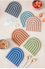 Rainbow Silicone Heat-Resistant Table Mat & Pot Holder – Multifunctional Coaster