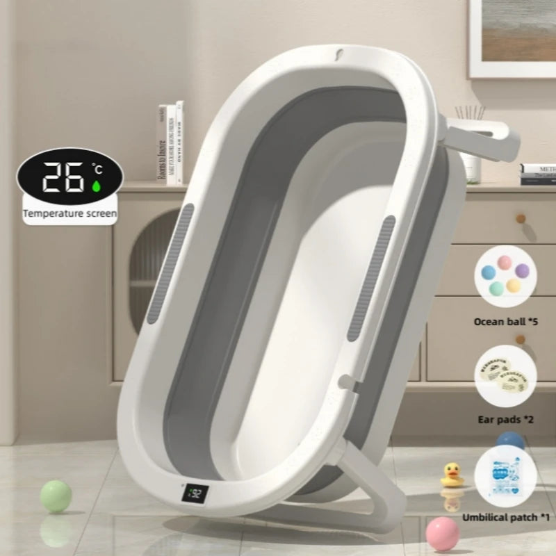 Baby Foldable Bath Tub – Warm, Sitting & Lying Toddler Bath for Home