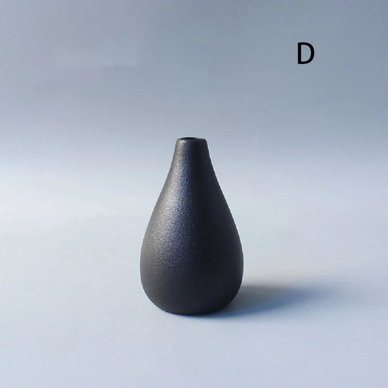 Small Black Ceramic Vase – Japanese Style Home Decor