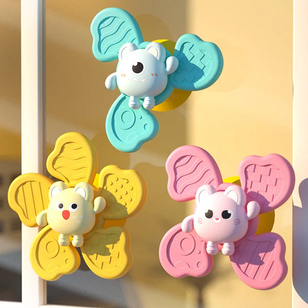 Baby Bath Toys – Cartoon Suction Cup Spinner Rattles, Educational Gift for Kids