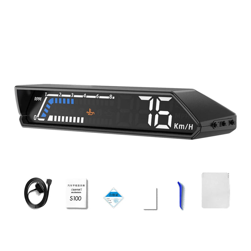 Multifunctional Car HUD – Speed, Voltage, Oil & Temp Display