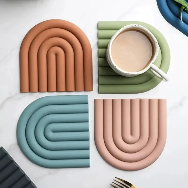 Rainbow Silicone Heat-Resistant Table Mat & Pot Holder – Multifunctional Coaster