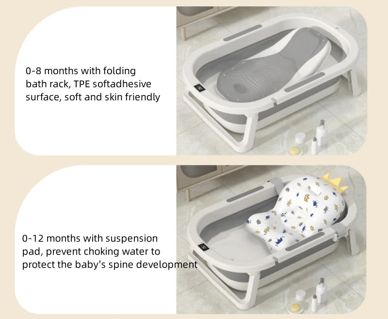 Baby Foldable Bath Tub – Warm, Sitting & Lying Toddler Bath for Home