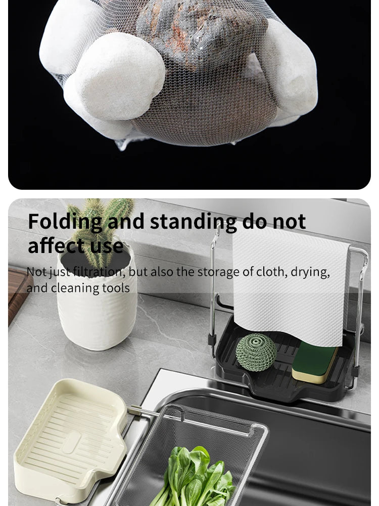 1pc Sink Strainer Rack with 50 Mesh Filters – Multi-Purpose Kitchen Drain Shelf