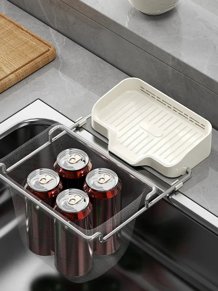 1pc Sink Strainer Rack with 50 Mesh Filters – Multi-Purpose Kitchen Drain Shelf