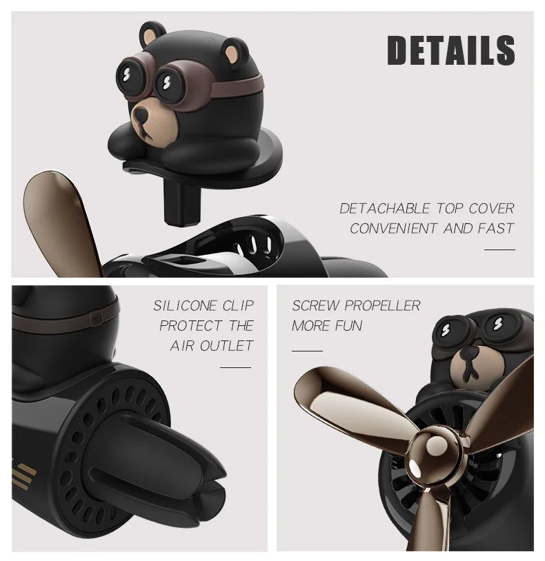 DIY Aroma Car Air Freshener – Cartoon Pilot Bear Vent Clip Ornament