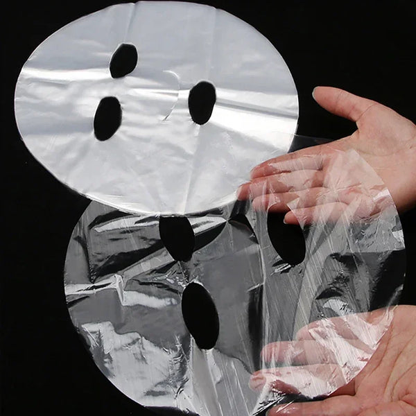 100pcs Disposable Face Masks Wrap – Transparent Plastic Film for Facial Cleaning