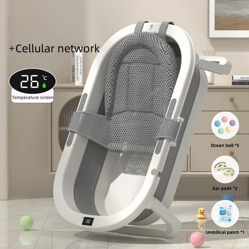 Baby Foldable Bath Tub – Warm, Sitting & Lying Toddler Bath for Home