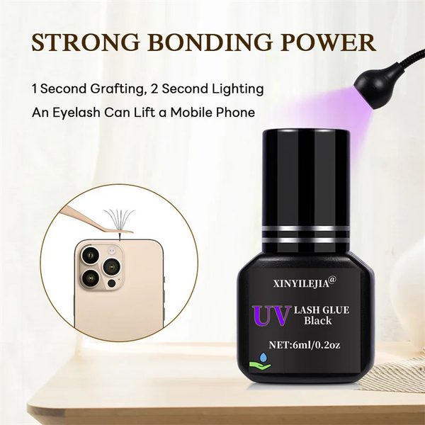 6ml UV Eyelash Extension Glue – Fast Drying, Strong Black Adhesive