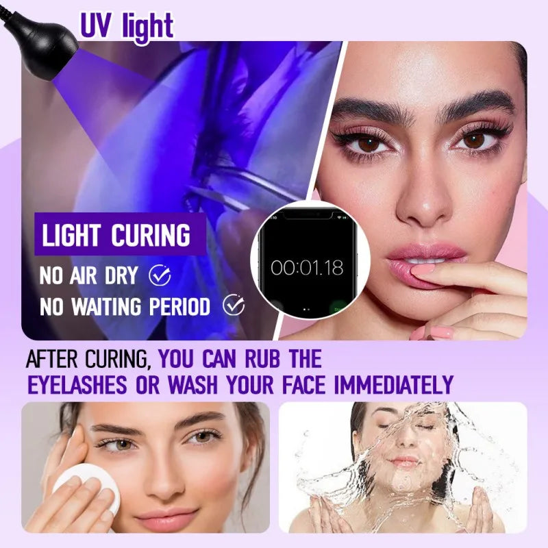 6ml UV Eyelash Extension Glue – Fast Drying, Strong Black Adhesive