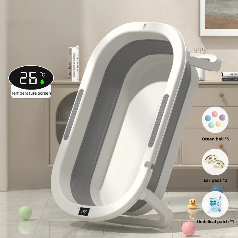 Baby Foldable Bath Tub – Warm, Sitting & Lying Toddler Bath for Home