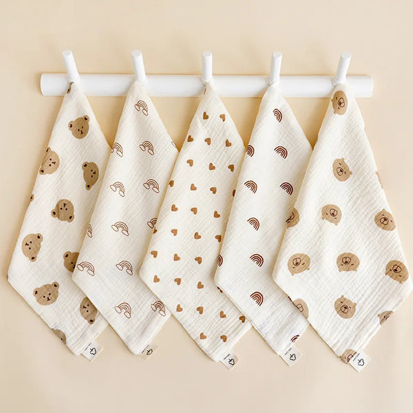 Baby Muslin Face Towel & Bibs – Soft Cotton Burp Cloths & Handkerchief