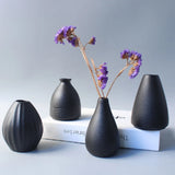 Small Black Ceramic Vase – Japanese Style Home Decor