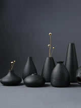 Small Black Ceramic Vase – Japanese Style Home Decor