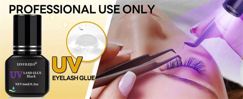 6ml UV Eyelash Extension Glue – Fast Drying, Strong Black Adhesive