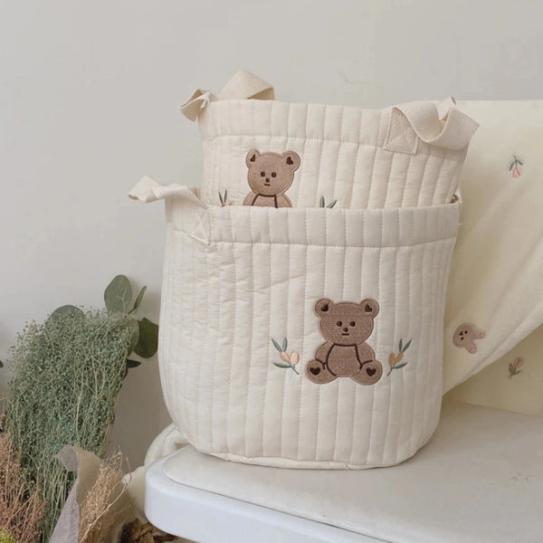 Cute Bear Embroidery Baby Bag – Diaper & Maternity Storage Organizer